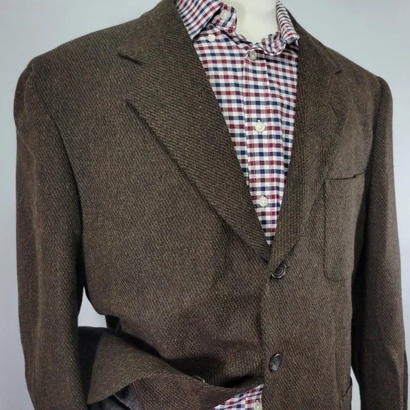 Casual Options Men's Sport Coat Blazer Three Button Brown Tweed‎ Wool Size 44R